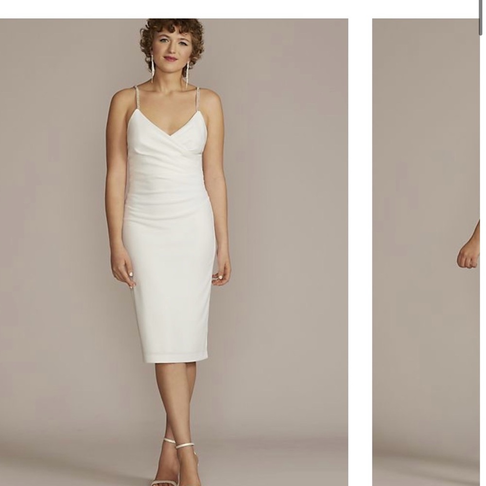 White midi dress with ruching